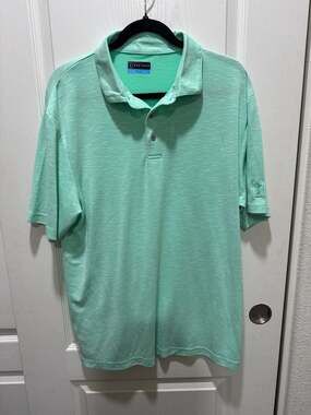 PGA TOUR Men's Size Large Space Dye Golf Polo Shirt - Mint Green